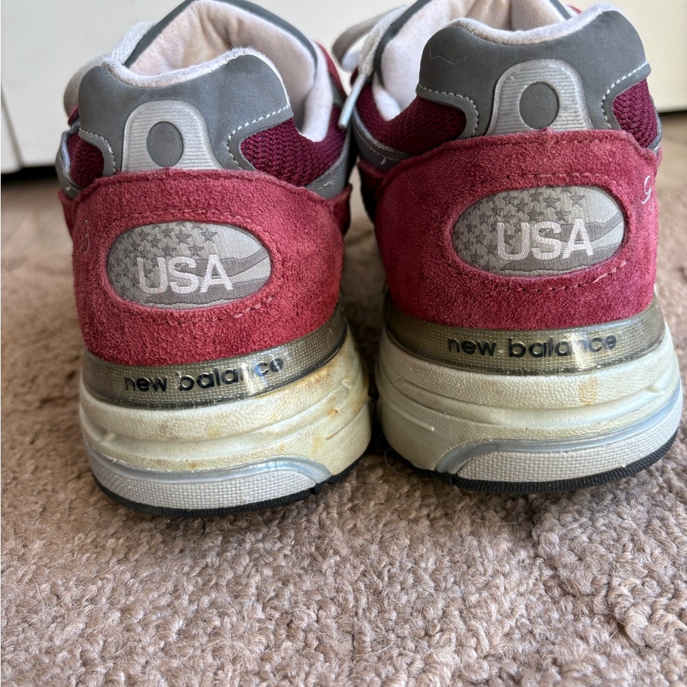 New Balance 993 made in USA Burgundy and Gray Sneakers - Picture 4 of 7